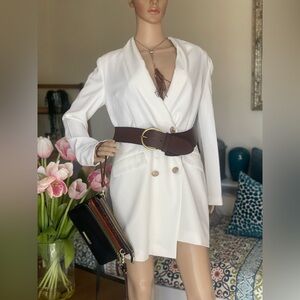 PrettyLittleThing NWOT White Double-Breasted Blazer Dress - 6